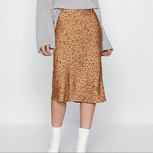 Dalmatian spot satin midi skirt